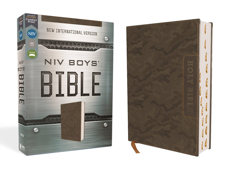 NIV, Boys' Bible, Leathersoft, Brown Camo, Thumb Indexed Tabs, Comfort Print: A Foundation for Lifelong Faith and Learning for Boys Ages 8-12