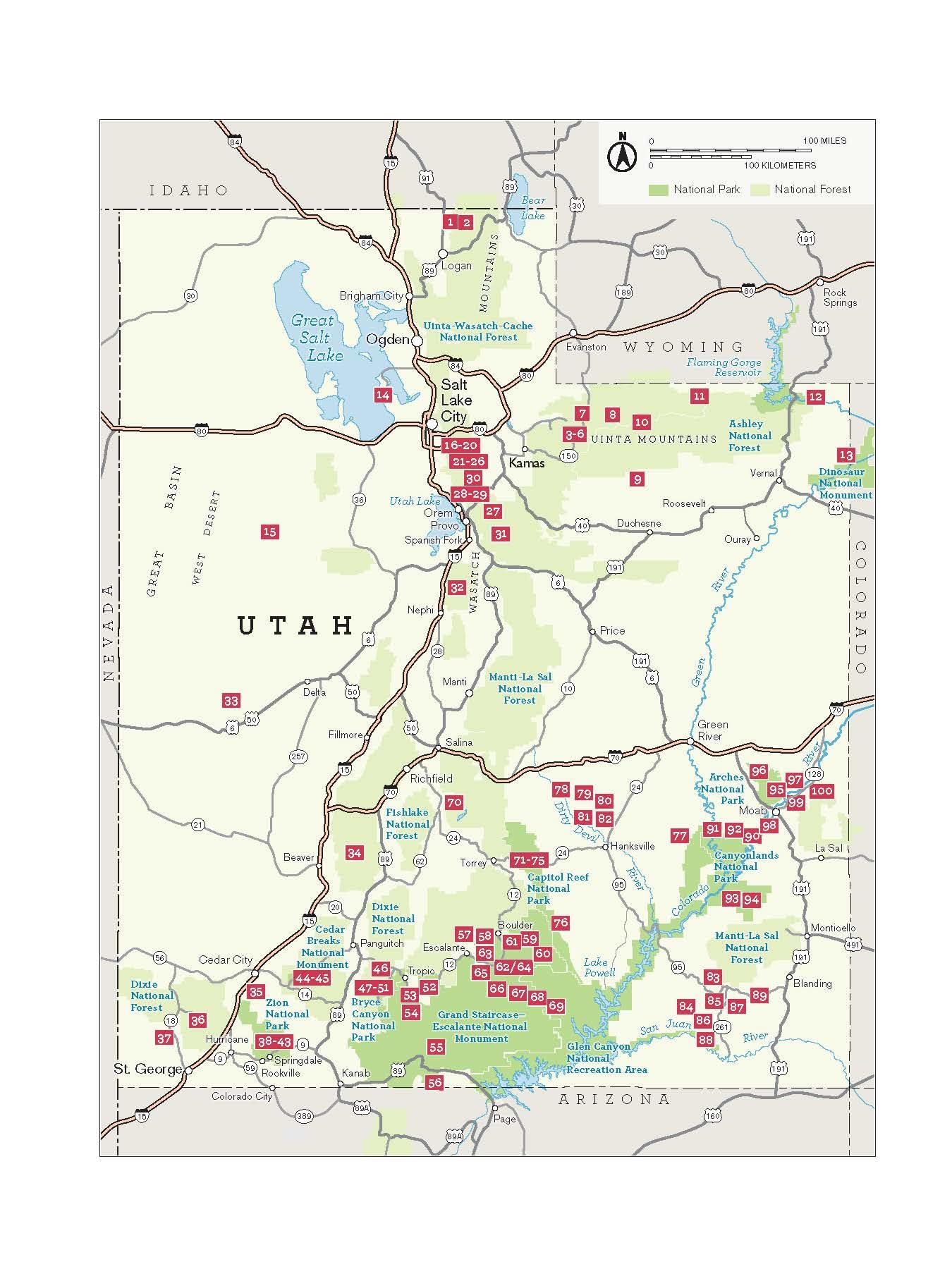 100 Classic Hikes Utah: National Parks and Monuments / National Wilderness and Recreation Areas / State Parks / Uintas / Wasatch