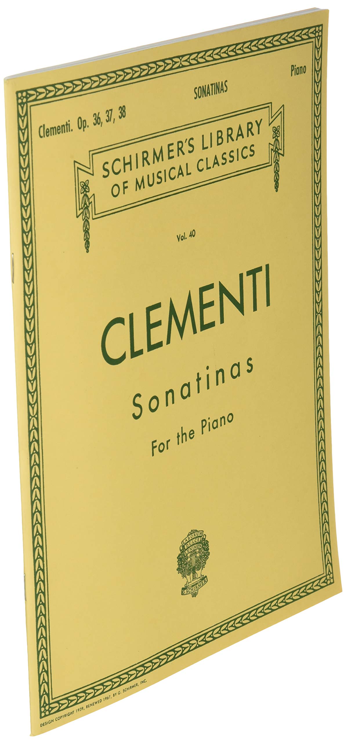 Clementi: Sonatinas, Op. 36, 37, 38 (Schirmer's Library of Musical Classics, Vol.40)