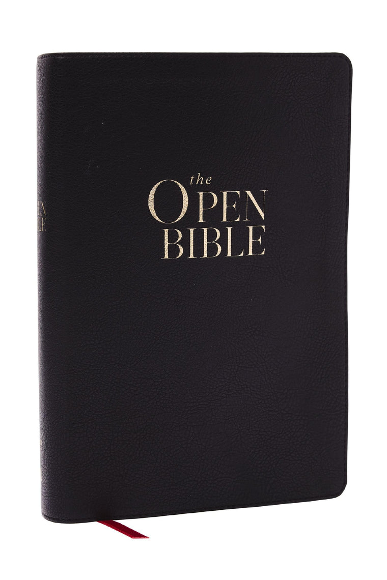 The Open Bible: Read and Discover the Bible for Yourself (NKJV, Black Leathersoft, Red Letter, Comfort Print)