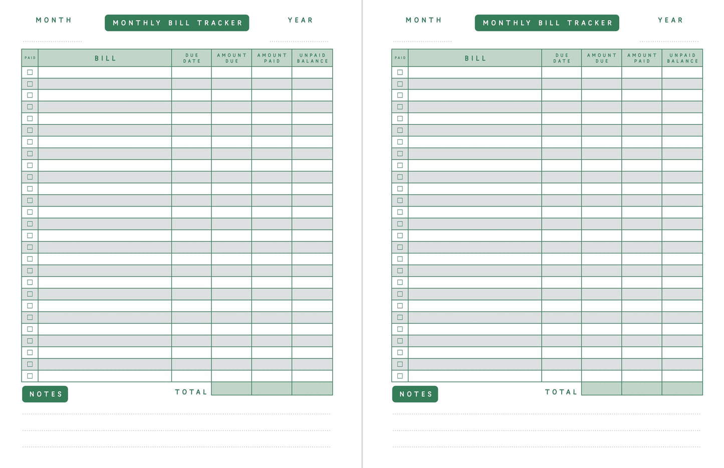 Monthly Bill Tracker
