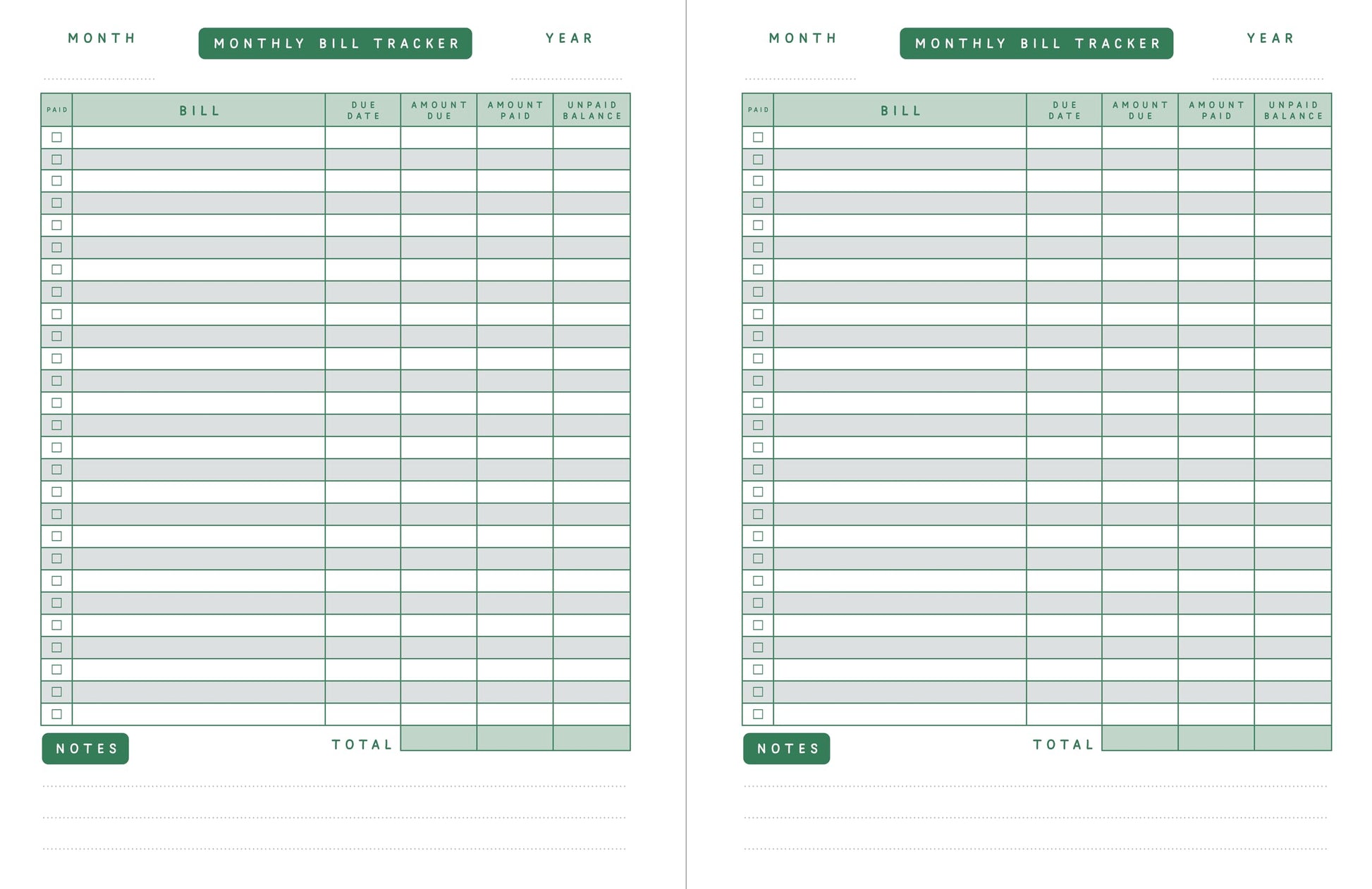 Monthly Bill Tracker