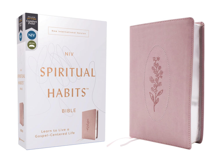 NIV, Spiritual Habits Bible, Leathersoft, Pink, Red Letter, Comfort Print: Learn to Live a Gospel-Centered Life