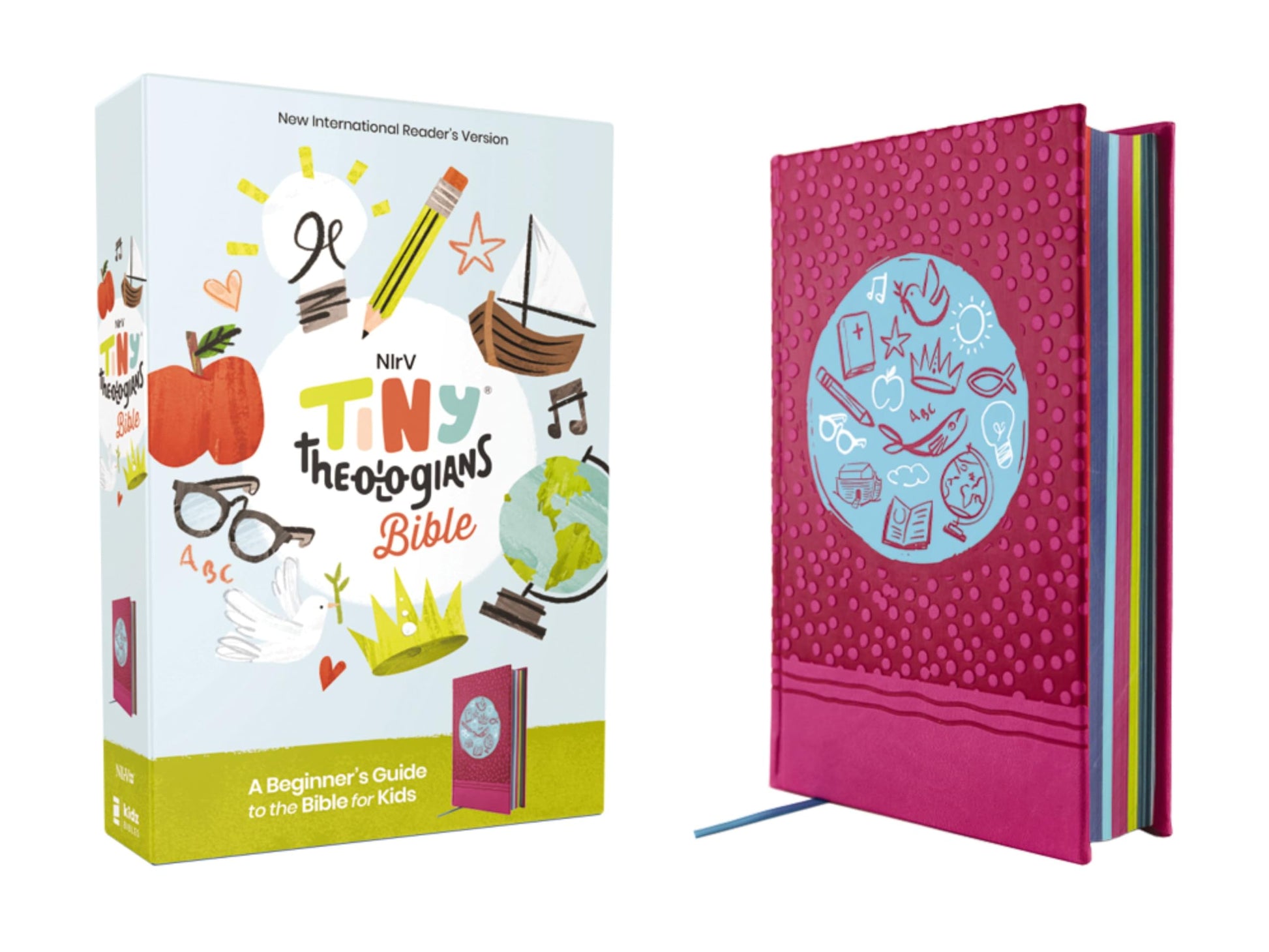 NIrV, Tiny Theologians Bible, Leathersoft over Board, Pink, Comfort Print: A Beginner’s Guide to the Bible – for Kids