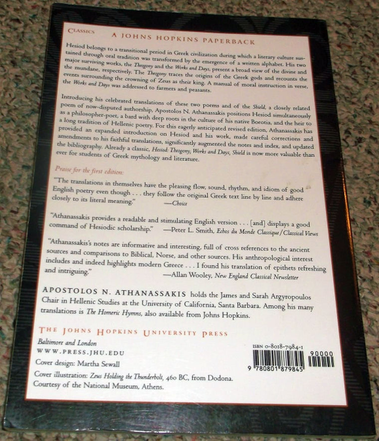 Hesiod: Theogony, Works and Days, Shield — back cover