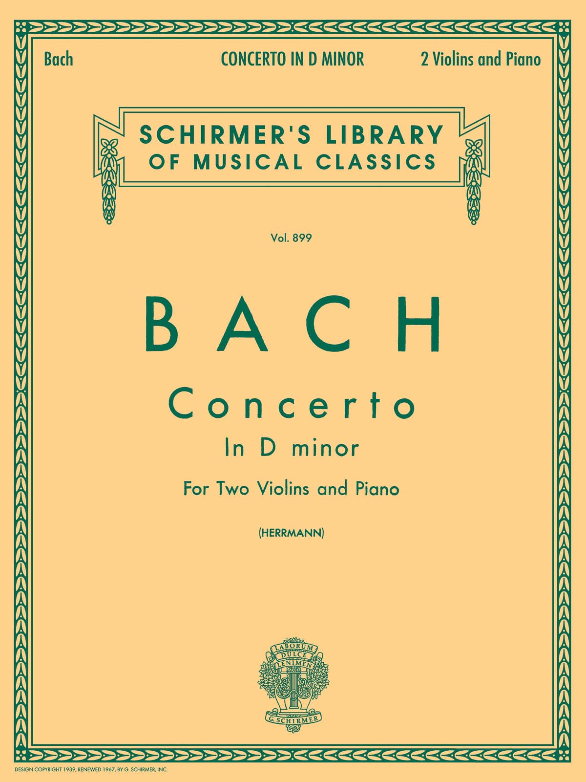 Concerto in D Minor for Two Violins and Piano (Schirmer's Library of Musical Classics Vol. 899)