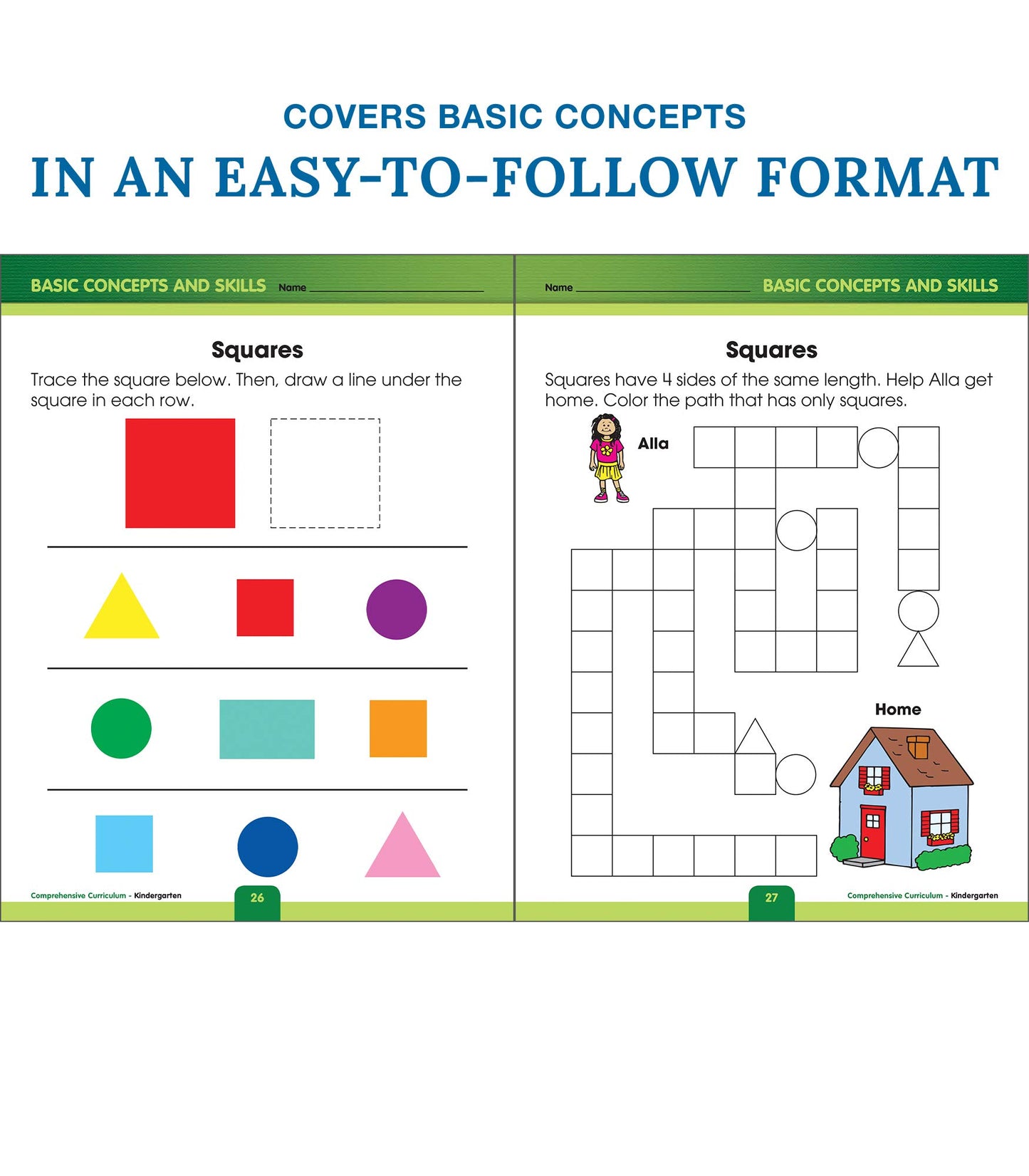 Comprehensive Curriculum of Basic Skills Kindergarten Workbook, Math, Reading, Writing, Alphabet, Colors, Shapes, Patterns, Time, Money, Classroom or Homeschool Kindergarten Curriculum