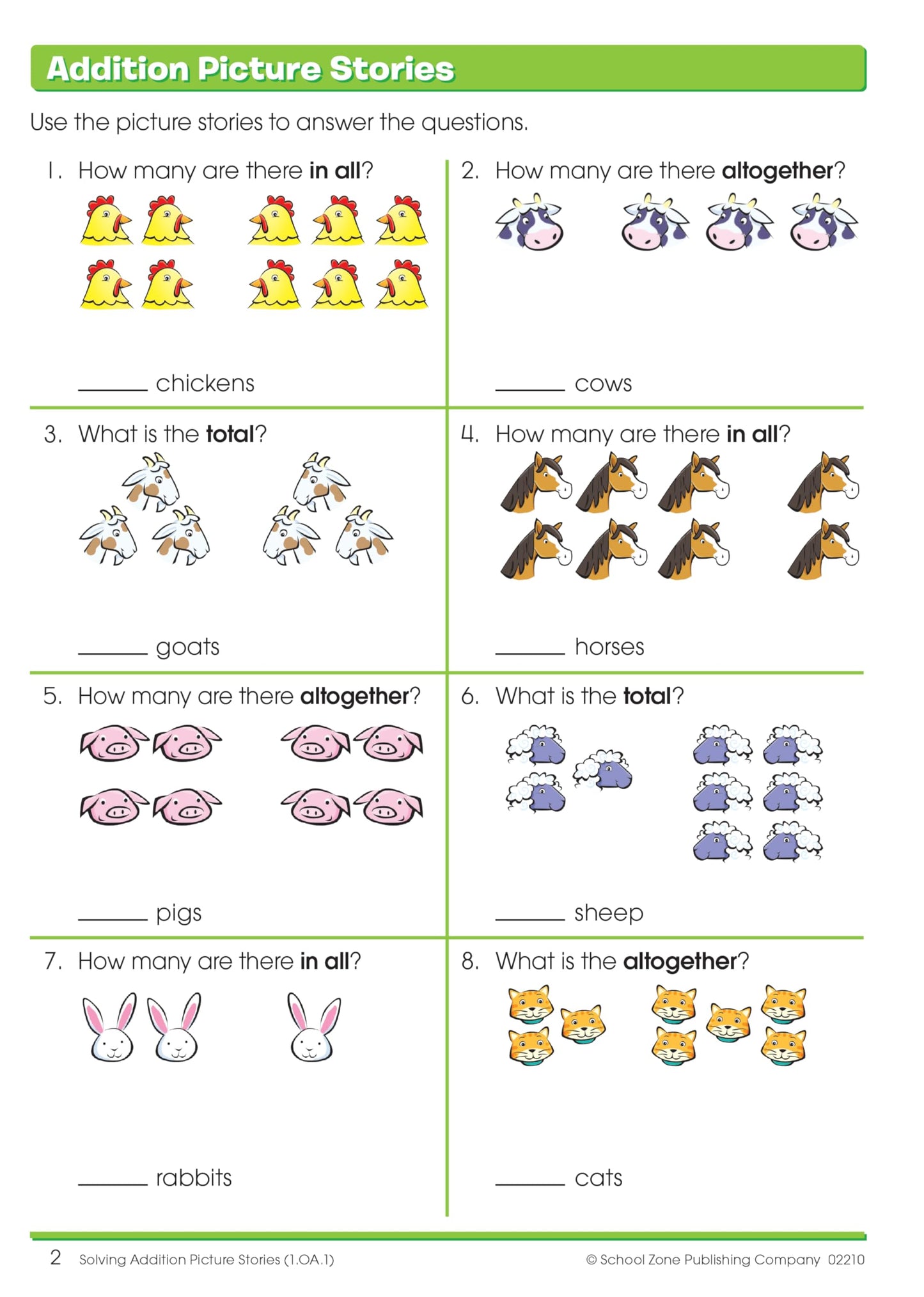 School Zone Word Problems Workbook: 64 Pages, 1st Grade, 2nd Grade, Math, Picture Stories, Graphs, Calendars, Clocks, Ages 6 to 8 (I Know It! Book Series)