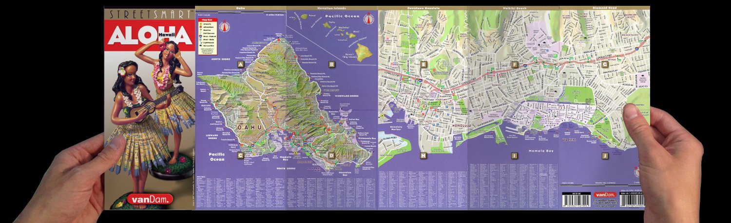 StreetSmart Hawaii Map by VanDam - Laminated pocket size City Street Map to Honolulu & the Hawaiian Islands including Oahu, The Big Island, Maui, Molokai & Lanai complete with all attractions, sights, museums, hotels and shopping