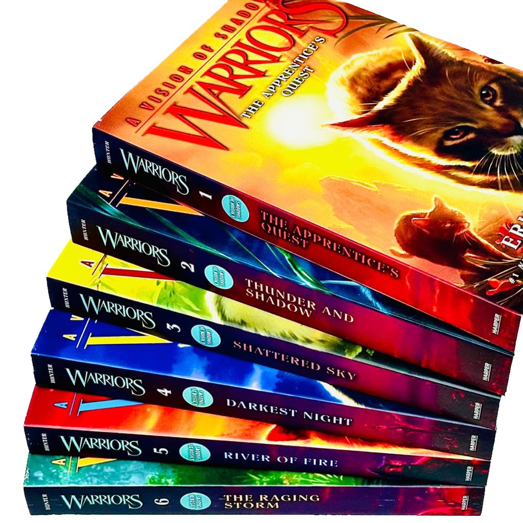 Warriors Cat A Vision of Shadows Series Books 1 - 6 Series 5 Collection Set By Erin Hunter (Apprentice's Quest, Thunder and Shadow, Shattered Sky, Darkest Night, River of Fire & Raging Storm)
