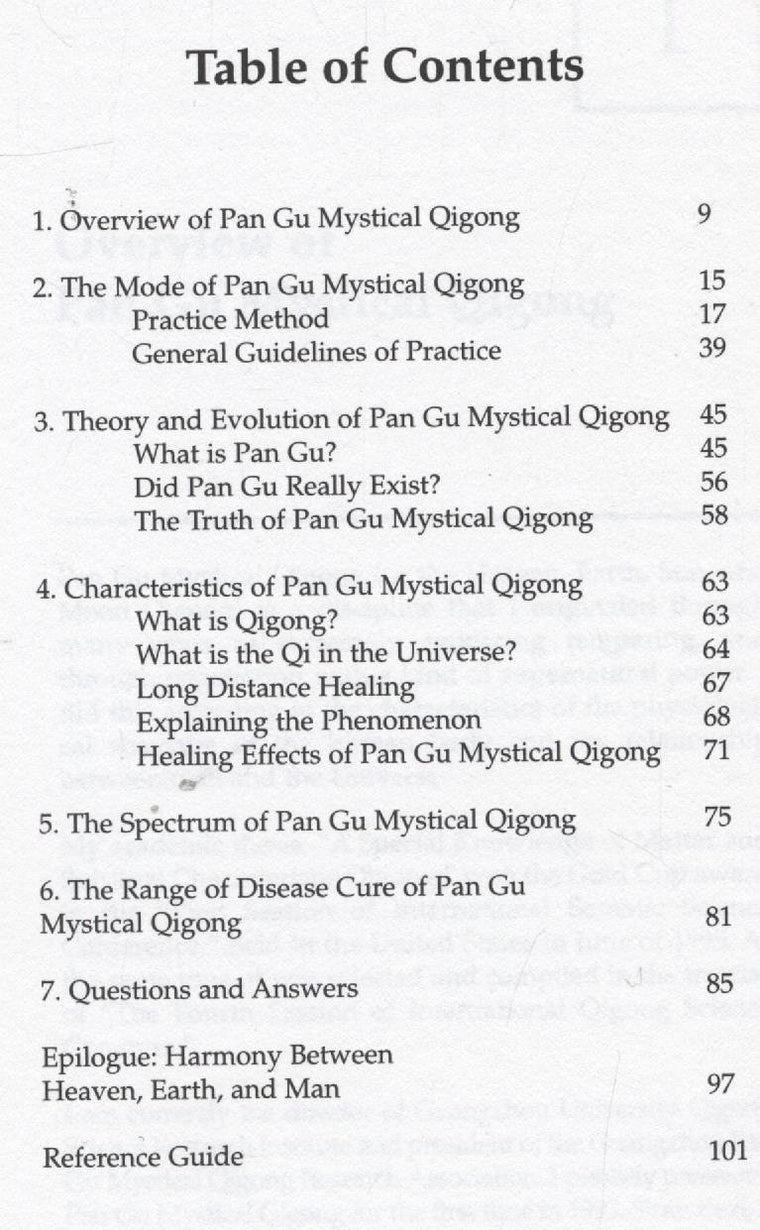 Pan Gu Mystical Qigong — back cover