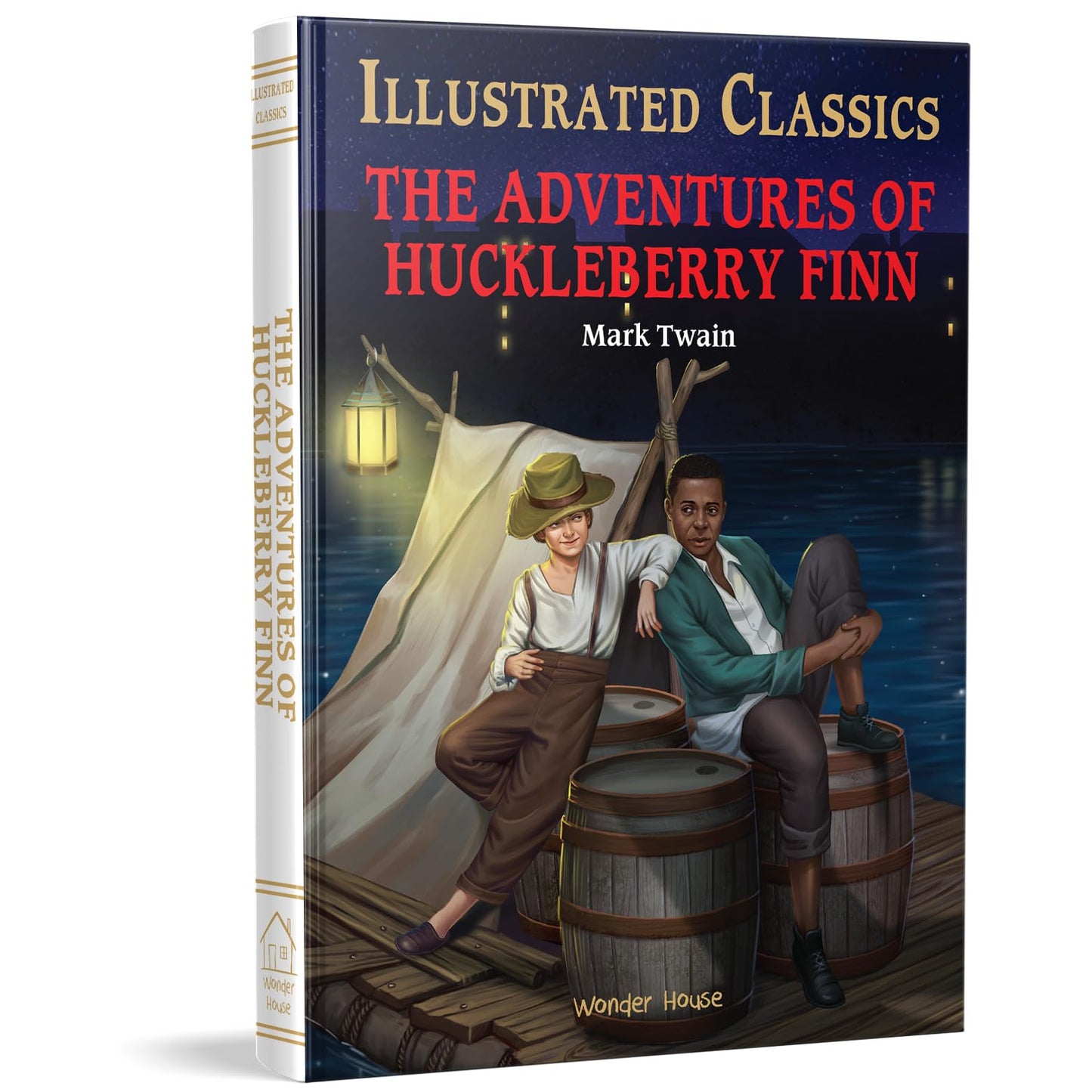 The Adventures of Huckleberry Finn : illustrated Abridged Children Classics English Novel with Review Questions
