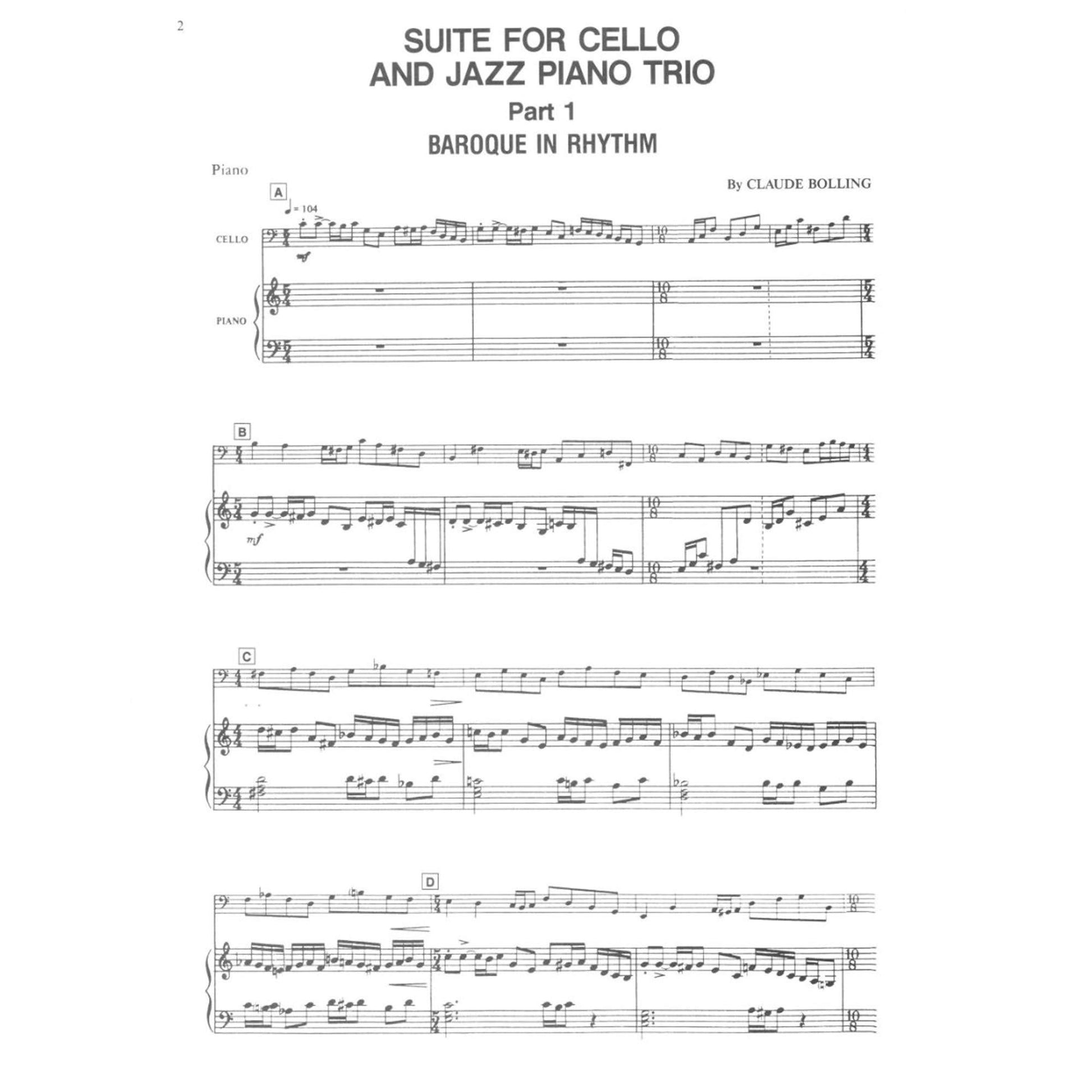 Suite for Cello and Jazz Piano Trio: Set of Parts