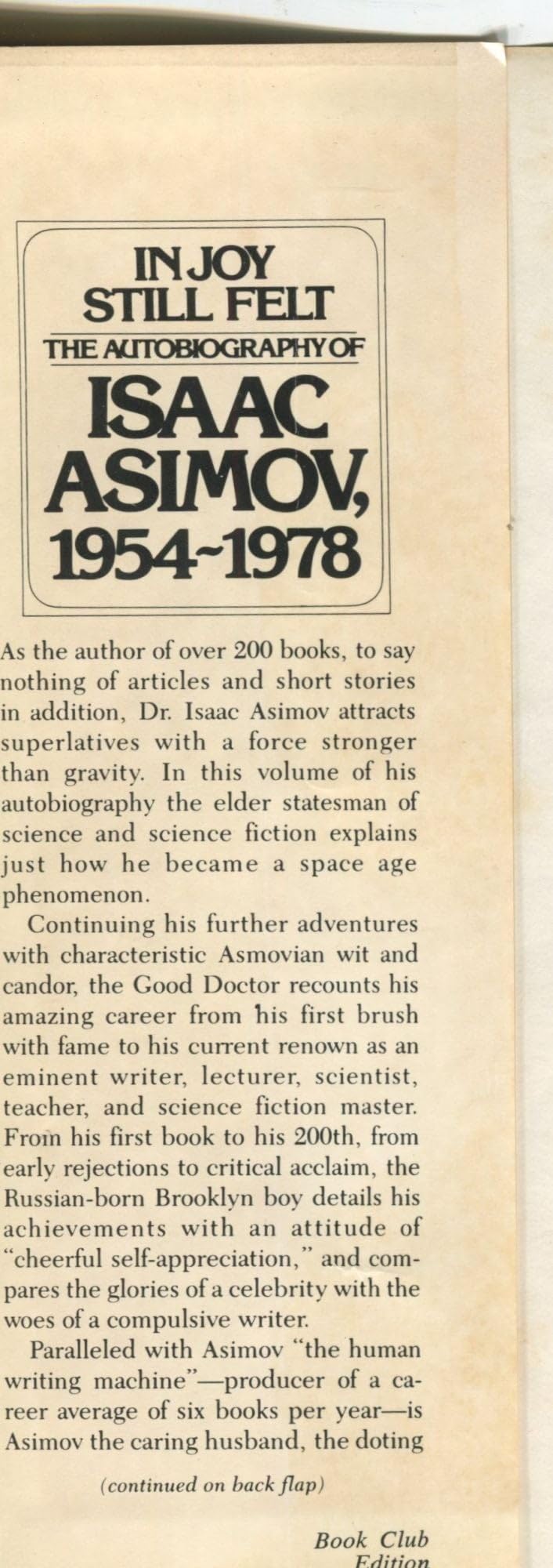 In Joy Still Felt: The Autobiography of Isaac Asimov 1954-19