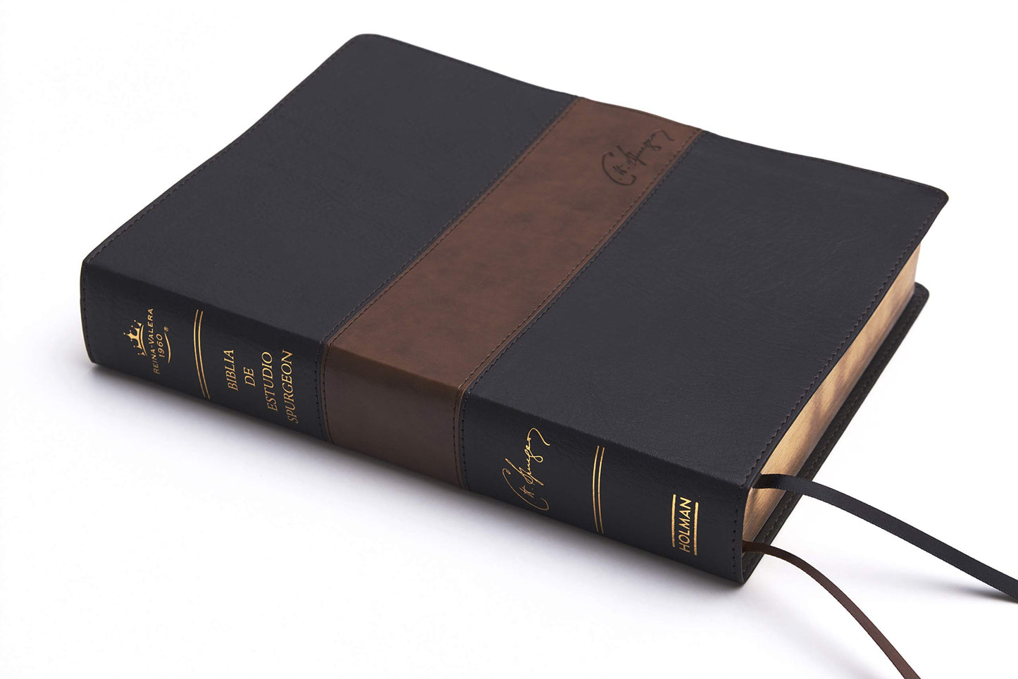 RVR 1960 Biblia de estudio Spurgeon, negro/marrn smil piel (Spanish Edition)