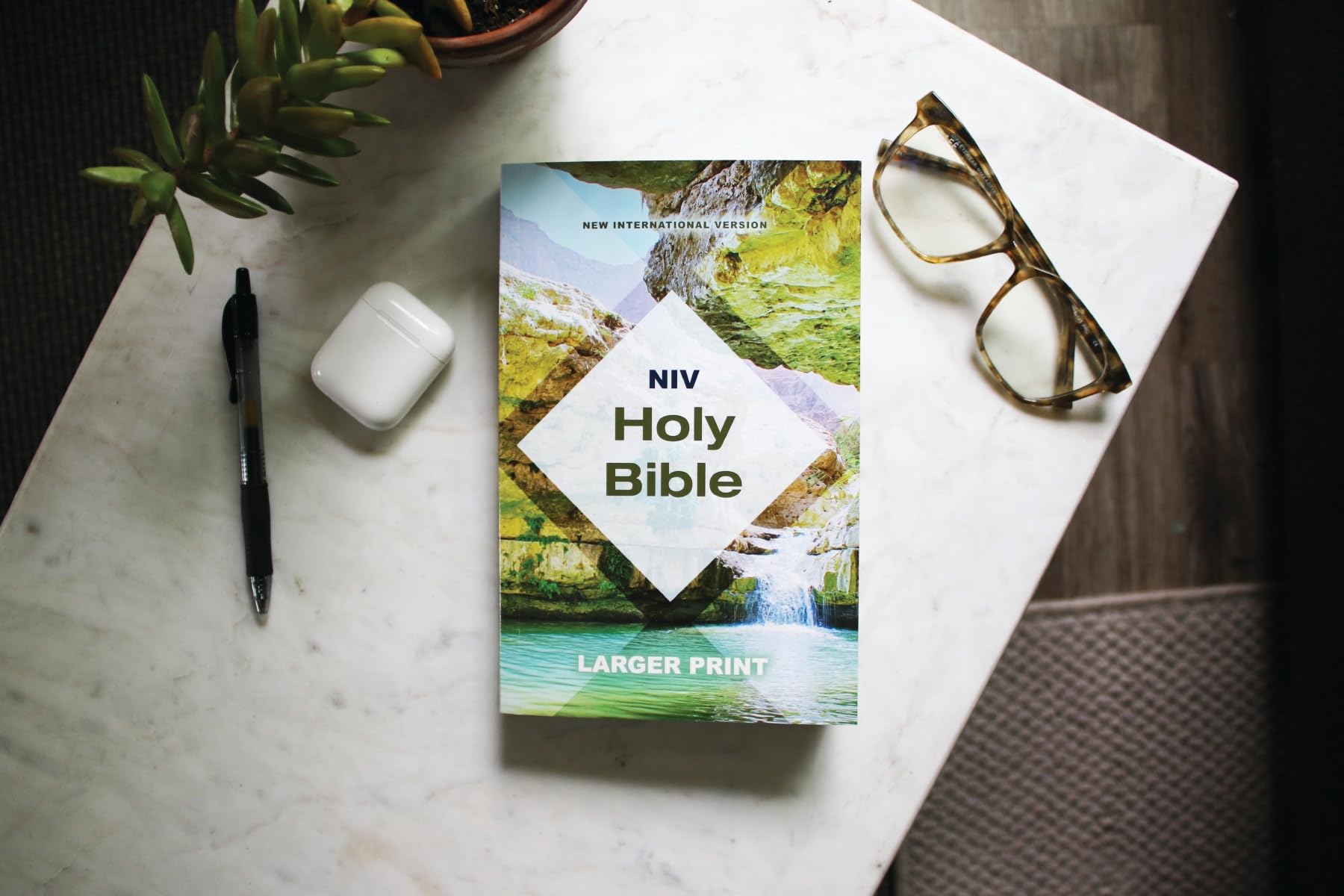 NIV, Holy Bible, Larger Print, Economy Edition, Paperback, Teal/Tan, Comfort Print