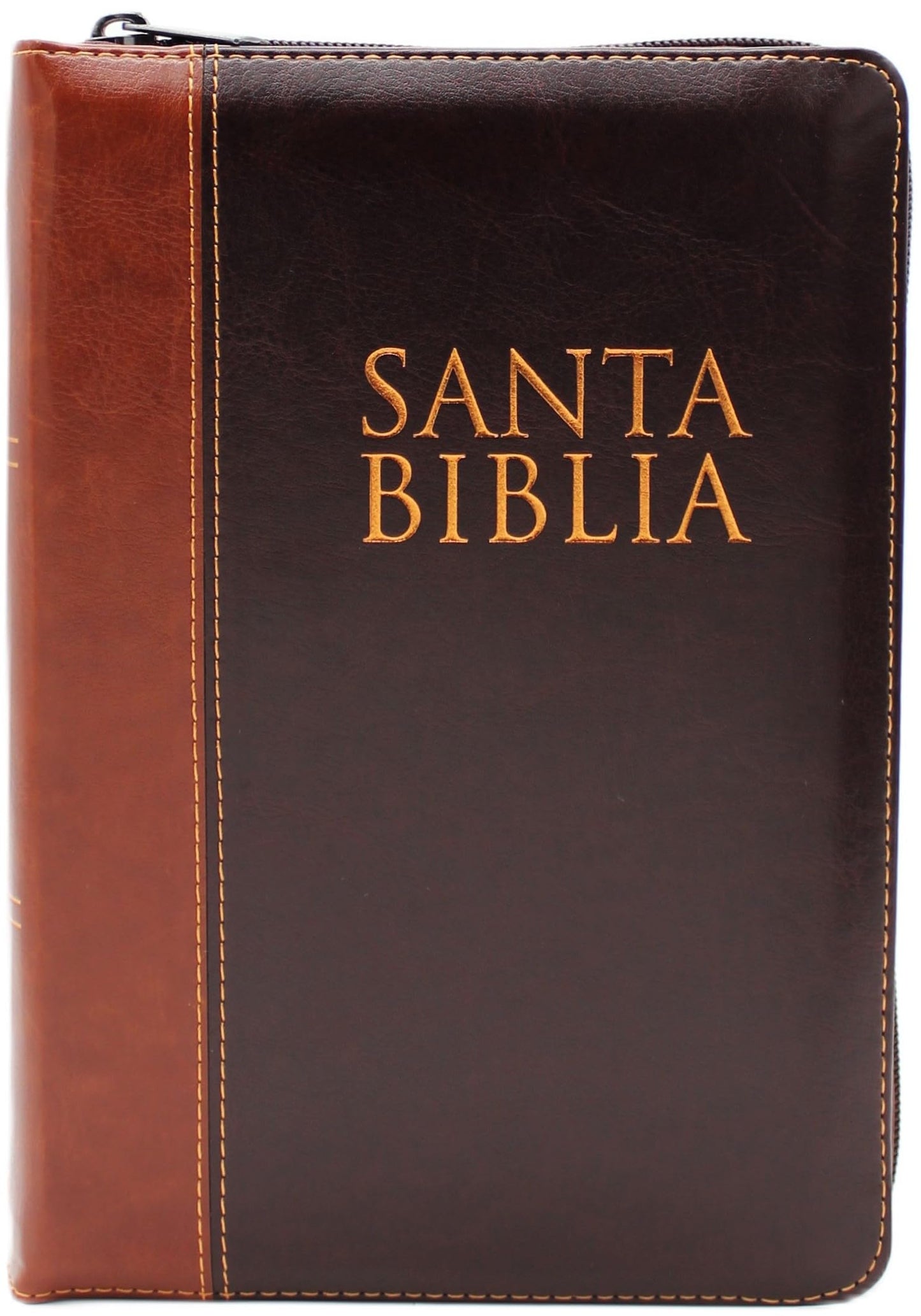 Biblia Reina Valera 1960 Letra Grande en Espa?ol de 14 puntos-Tama?o manual con Cierre, Indice, foro en semil piel color caoba/ RVR 1960 Large Giant Print Bible in Spanish edition, brown with zipper