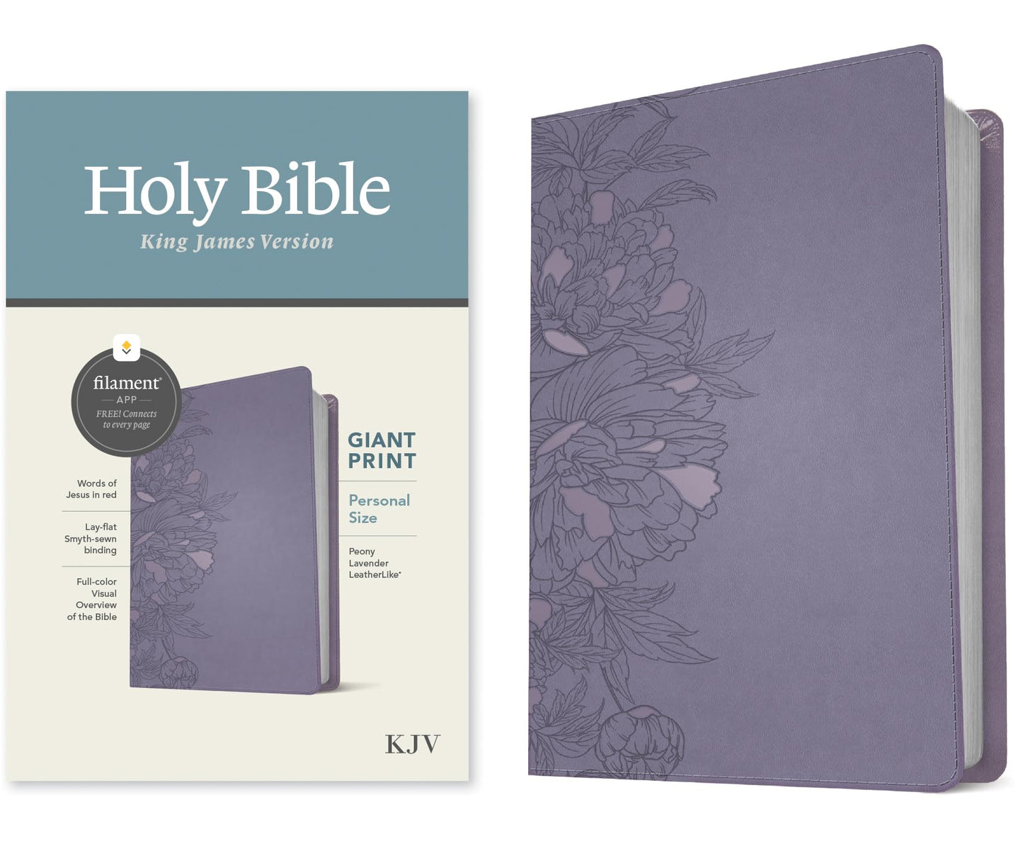 KJV Personal Size Giant Print Bible, Filament Enabled (LeatherLike, Peony Lavender, Red Letter): Includes Free Access to the Filament Bible App ... Notes, Devotionals, Worship Music, and Video