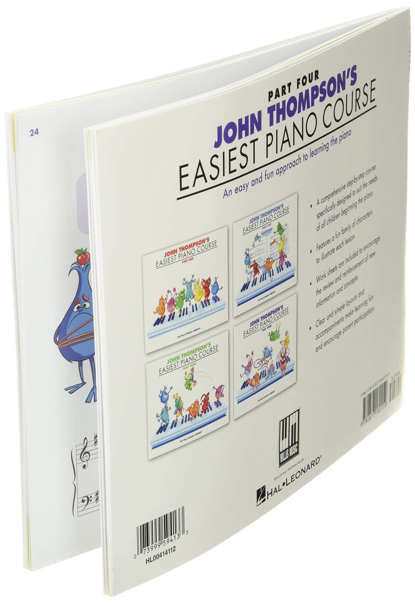 John Thompson's Easiest Piano Course - Part 4  Piano Sheet Music for Children  Level 2 (Late Elementary)  Piano Method Book with Colorful Illustrations and Fun Exercises for Beginners