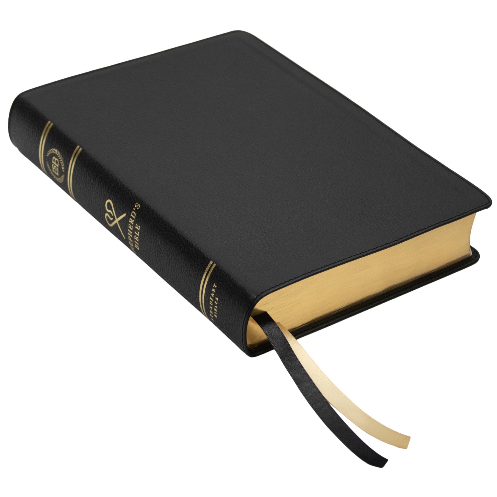 LSB Shepherds Bible, Black Premium Genuine Leather (Cowhide): Legacy Standard Bible with Inside Column Cross References, Wide-Margin, Red Letter ... 2 Ribbon Markers and Gold Gilded Page Edges