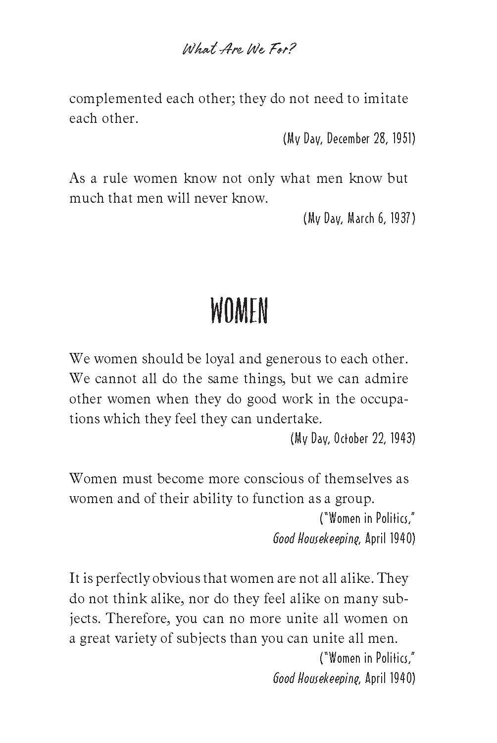 What Are We For?: The Words and Ideals of Eleanor Roosevelt