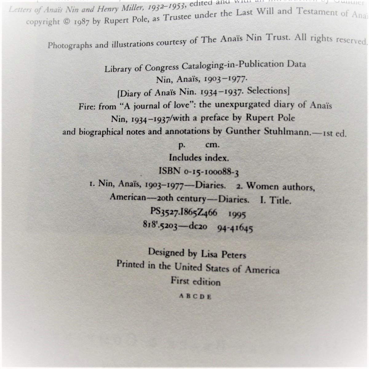 Fire: From "A Journal of Love" The Unexpurgated Diary of Ana