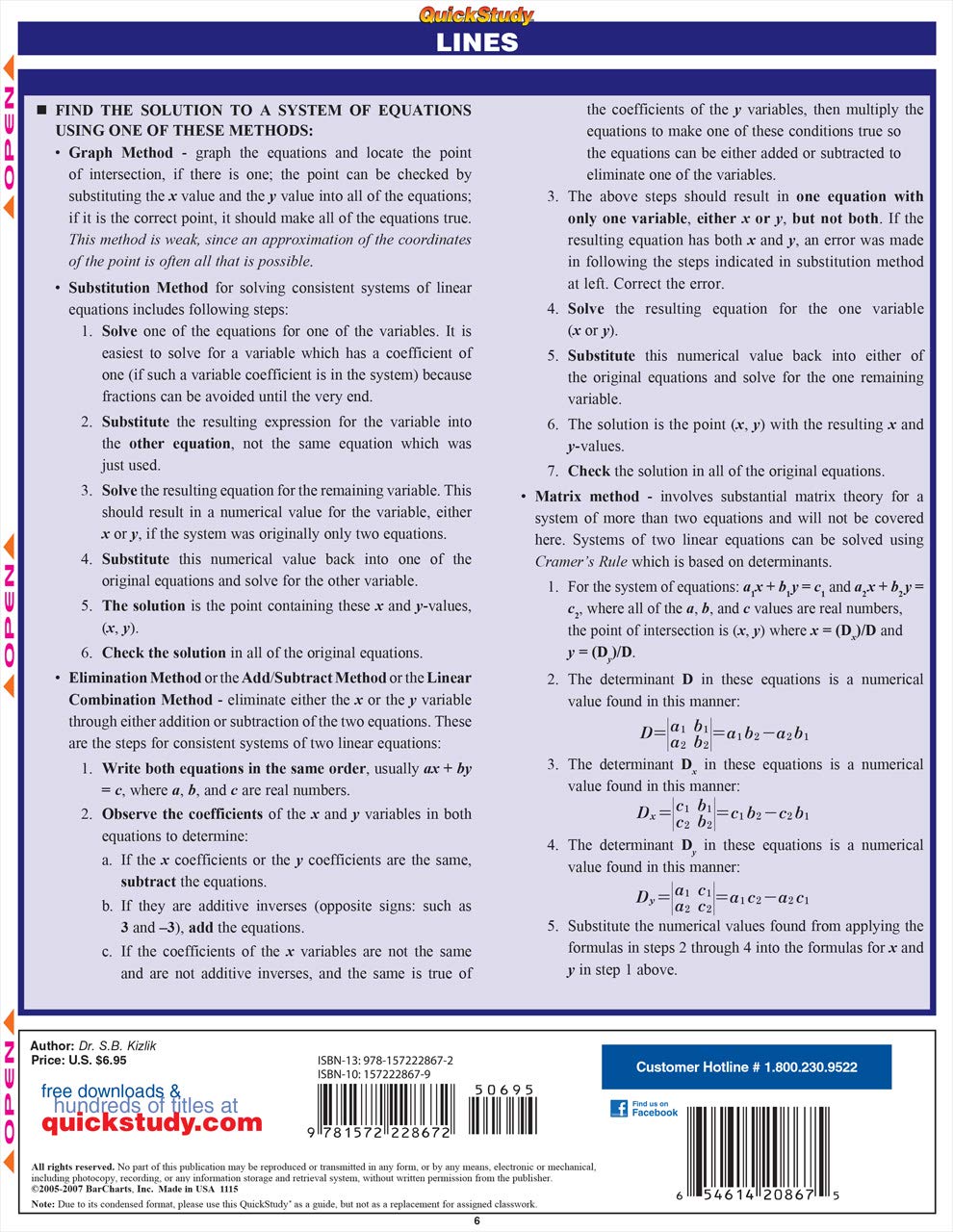 Linear Algebra QuickStudy Laminated Reference Guide (QuickStudy Academic)
