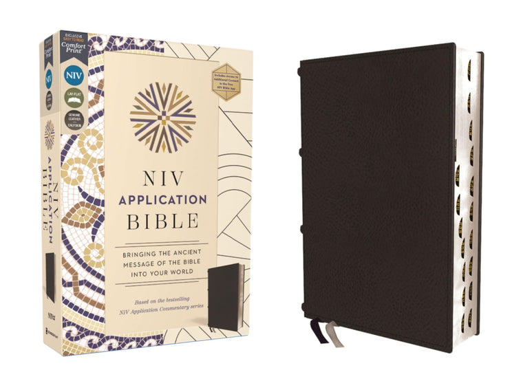 NIV Application Bible, Genuine Leather, Calfskin, Black, Red Letter, Thumb Indexed, Comfort Print: Bringing the Ancient Message of the Bible into Your World (NIV Application Commentary Resources)