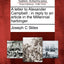 A Letter to Alexander Campbell: In Reply to an Article in the Millennial Harbinger.