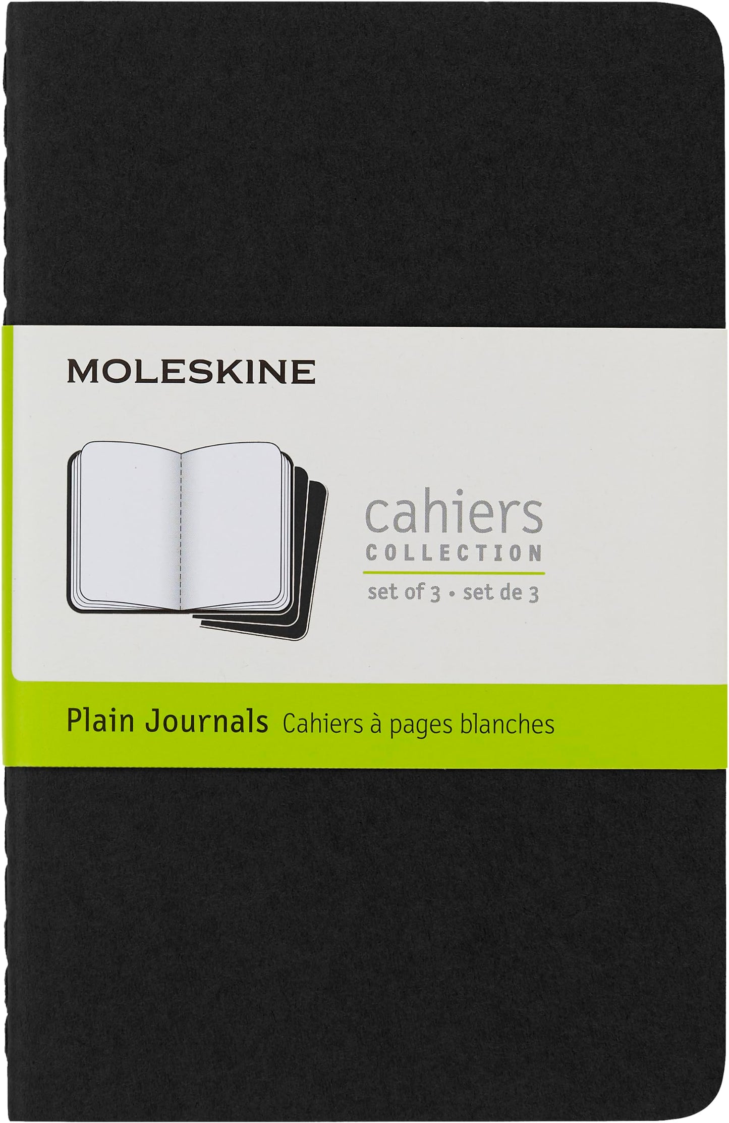 Moleskine Cahier Journal, Soft Cover, Pocket (3.5" x 5.5") Plain/Blank, Black, 64 Pages (Set of 3)