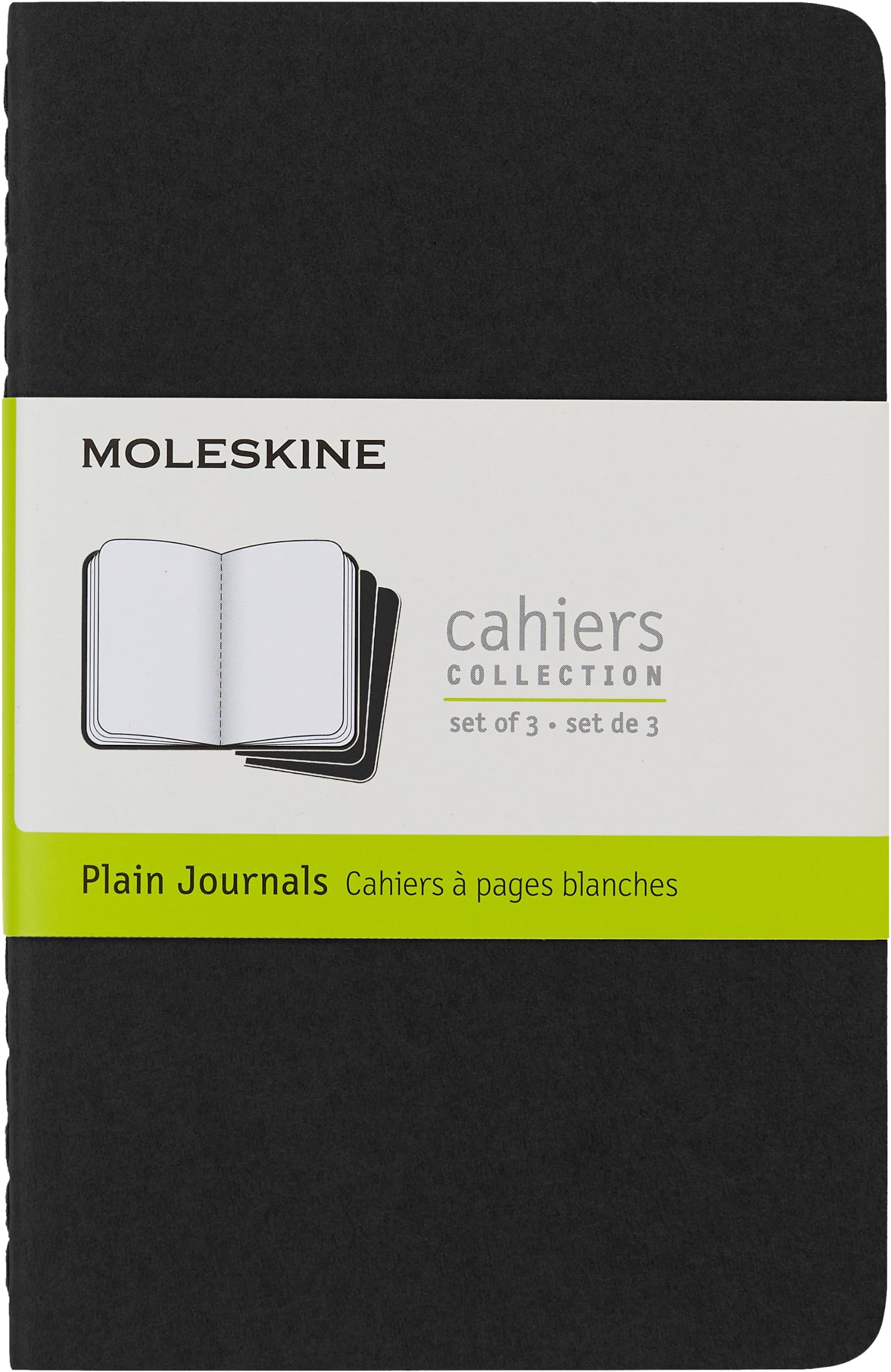 Moleskine Cahier Journal, Soft Cover, Pocket (3.5" x 5.5") Plain/Blank, Black, 64 Pages (Set of 3)
