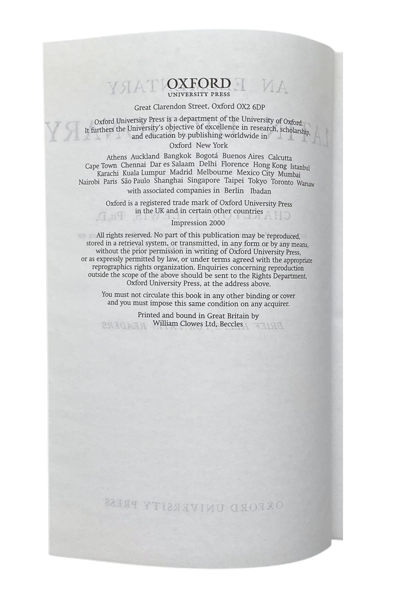 Elementary Latin Dictionary by Lewis, Charlton T.