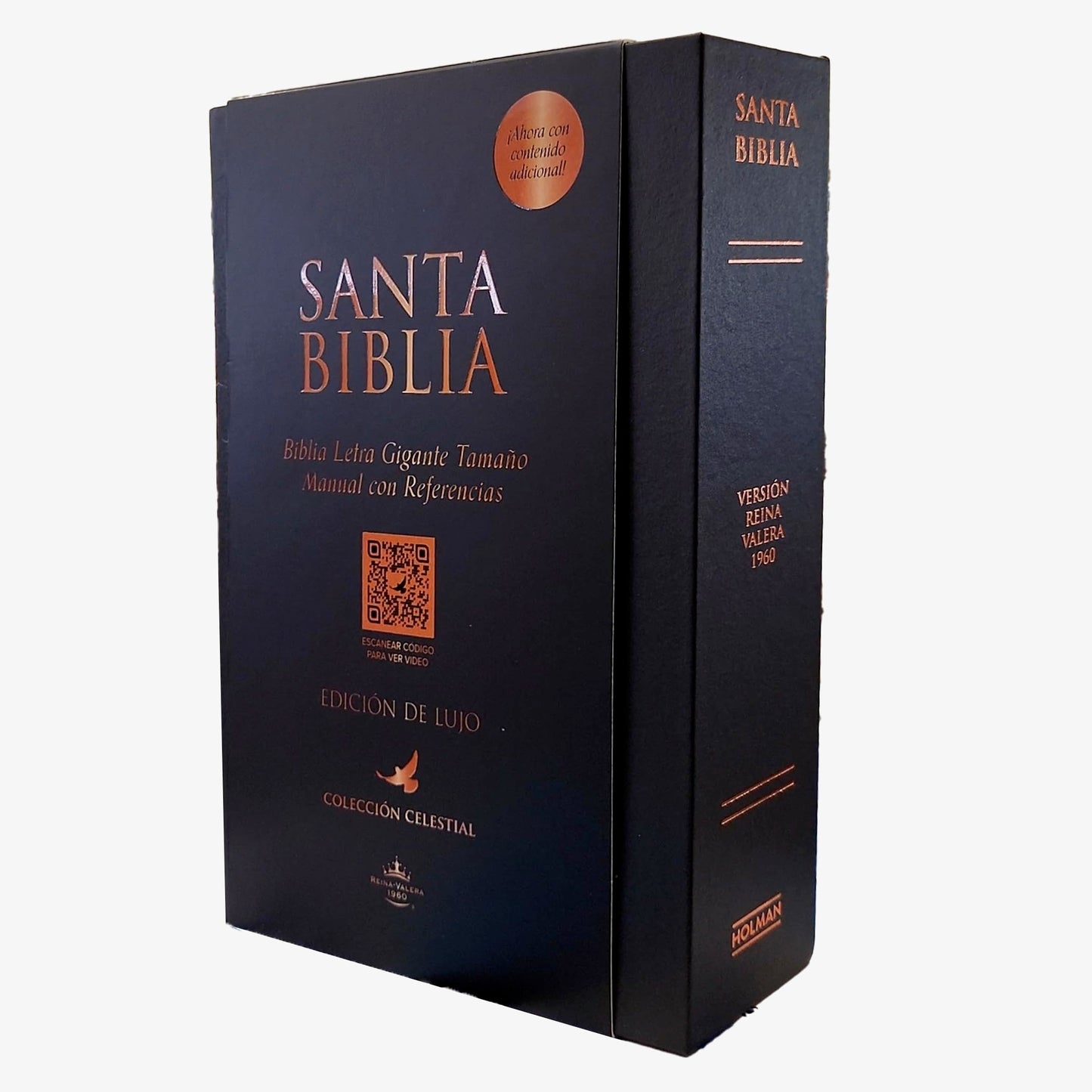 Biblia Reina Valera 1960 Letra Grande de 14 puntos en tamano manual con cierre, Indice, forro en senti cuero color Negro Edicion Especial de Lujo Coleccion Celestial (Spanish Edition)