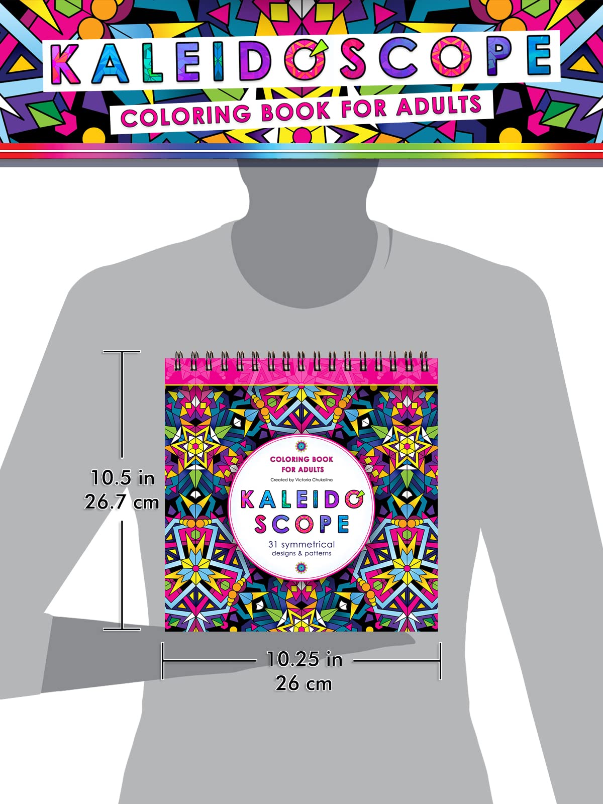Kaleidoscope Coloring Book for Adults: 31 symmetrical designs and mandala like patterns on thick artist paper with a spiral binding in hardback