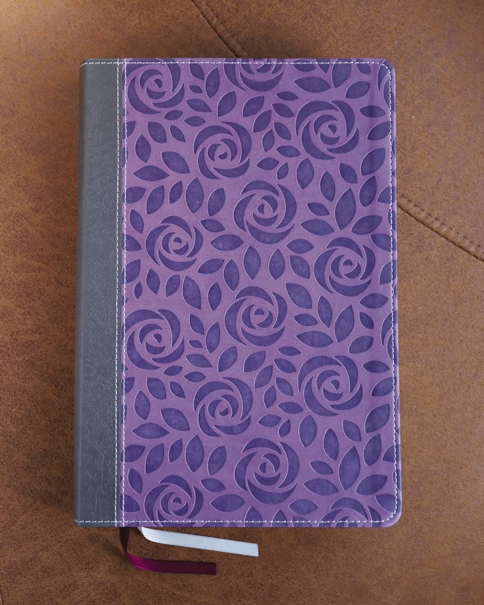 NIV, Thinline Bible, Giant Print, Leathersoft, Gray/Purple, Red Letter, Thumb Indexed, Comfort Print