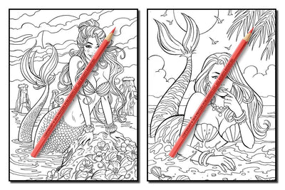 Mermaids: An Adult Coloring Book with Beautiful Fantasy Women, Underwater Ocean Realms, Fun Sea Animals and Relaxing Tropical Beaches