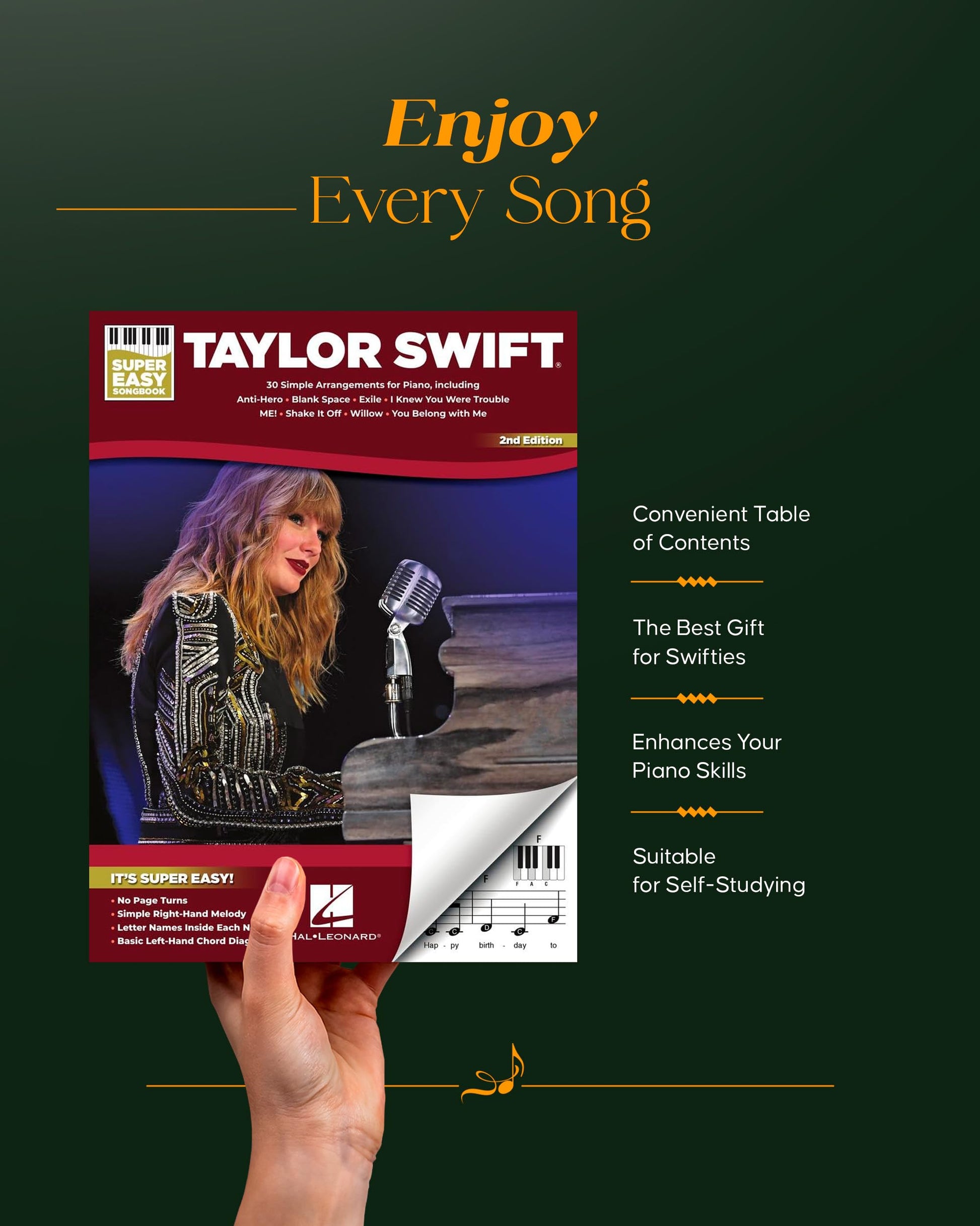 Taylor Swift Super Easy Songbook, 2nd Edition  Beginner Piano Sheet Music Book with 30 Simplified Pop Hits  Easy Piano Songs for Students Teachers Fans and Young Musicians Learning Piano