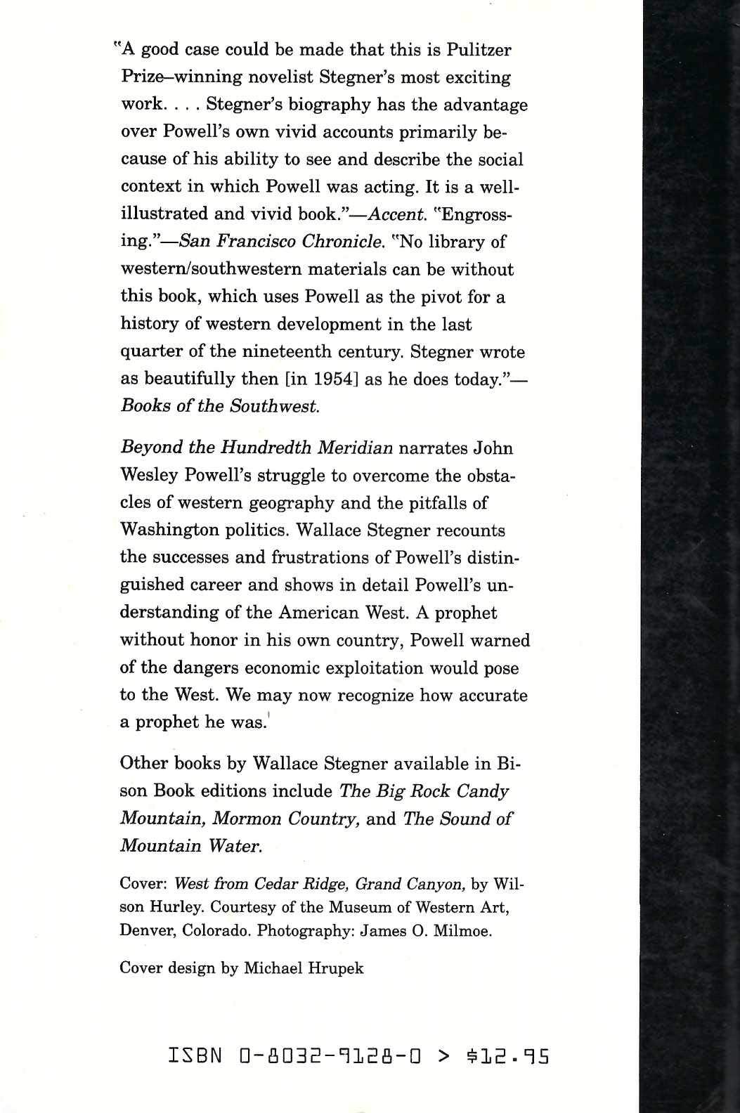 Beyond the Hundredth Meridian: John Wesley Powell and the Second Opening of the West