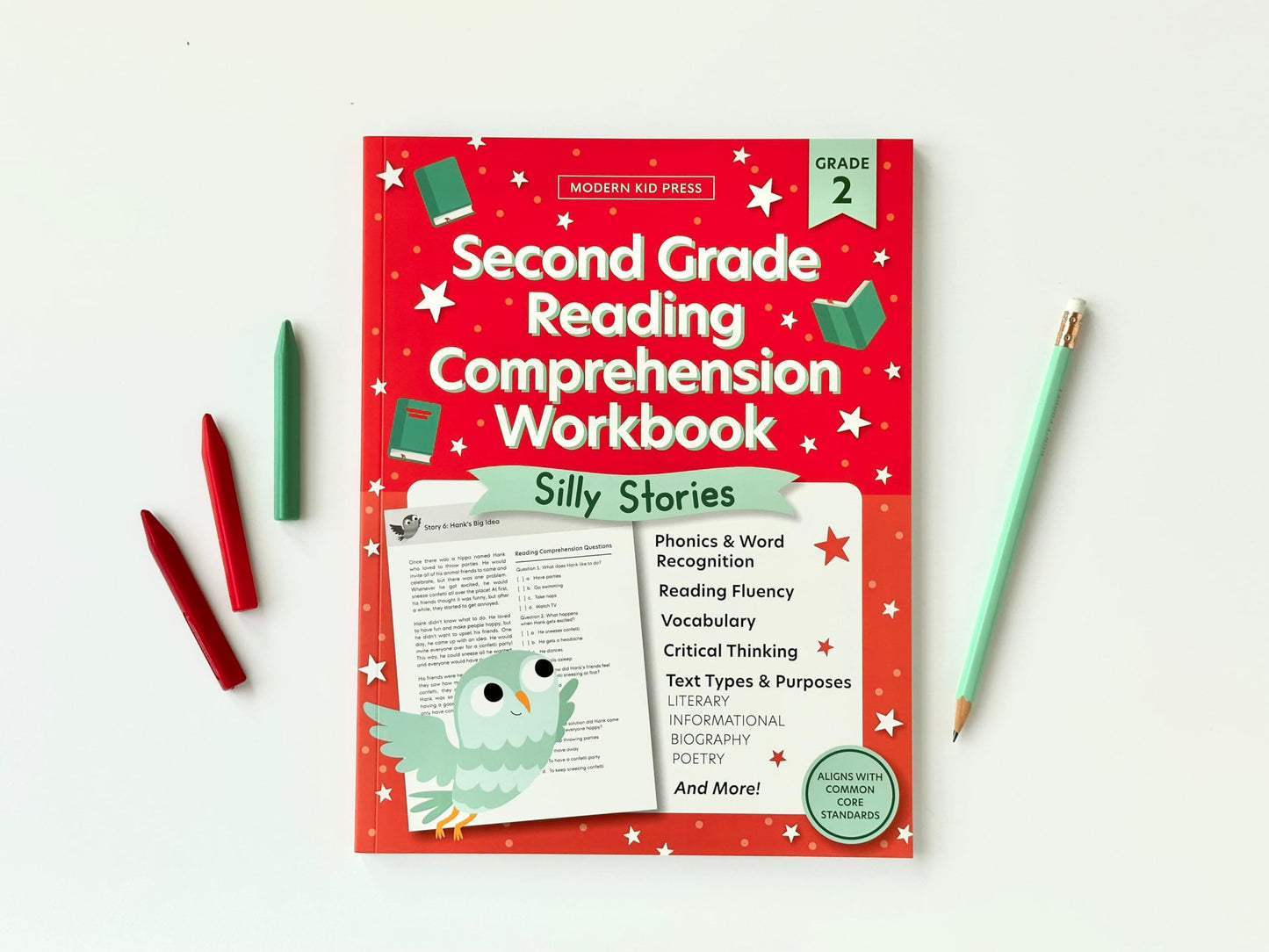 The 2nd Grade Reading Comprehension Workbook for Kids: Silly and Engaging Stories, Biographies, Poetry and Informational Text to Improve Reading Comprehension and Phonics (2nd Grade Workbook)