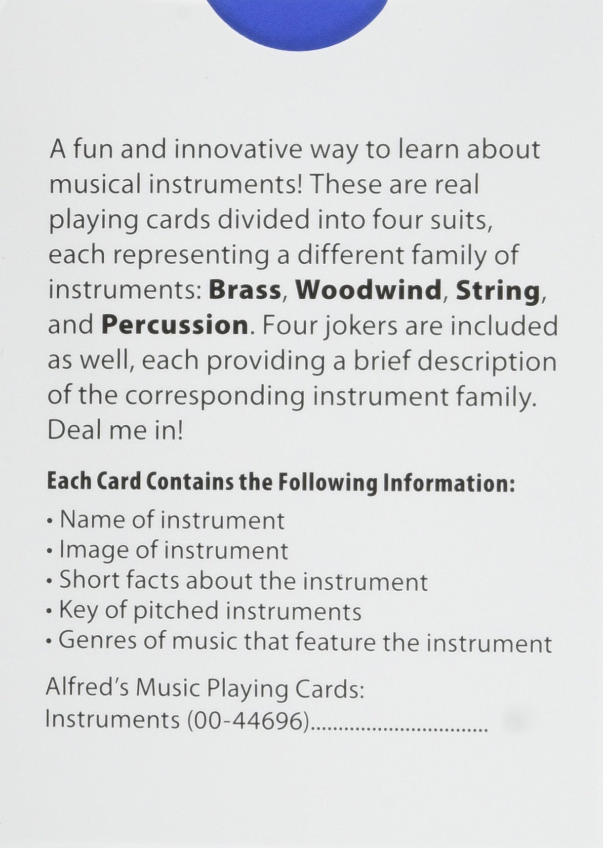 Alfred's Music Playing Cards -- Instruments: 1 Pack, Card Deck