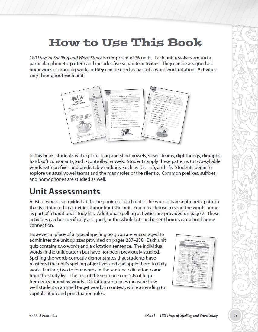 180 Days: Spelling and Word Study for Third Grade: Practice, Assess, Diagnose