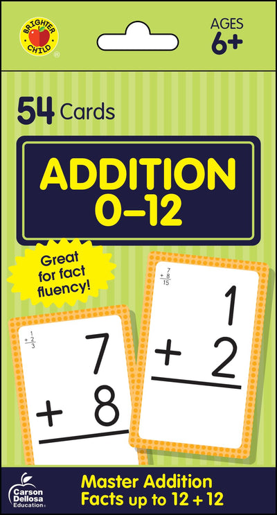 Carson Dellosa 54 Addition Flash Cards, All Facts for Adding Through 12, Flashcards for Ages 6 and Up, Kindergarten Learning Activities and Math Games for Kids 5-7