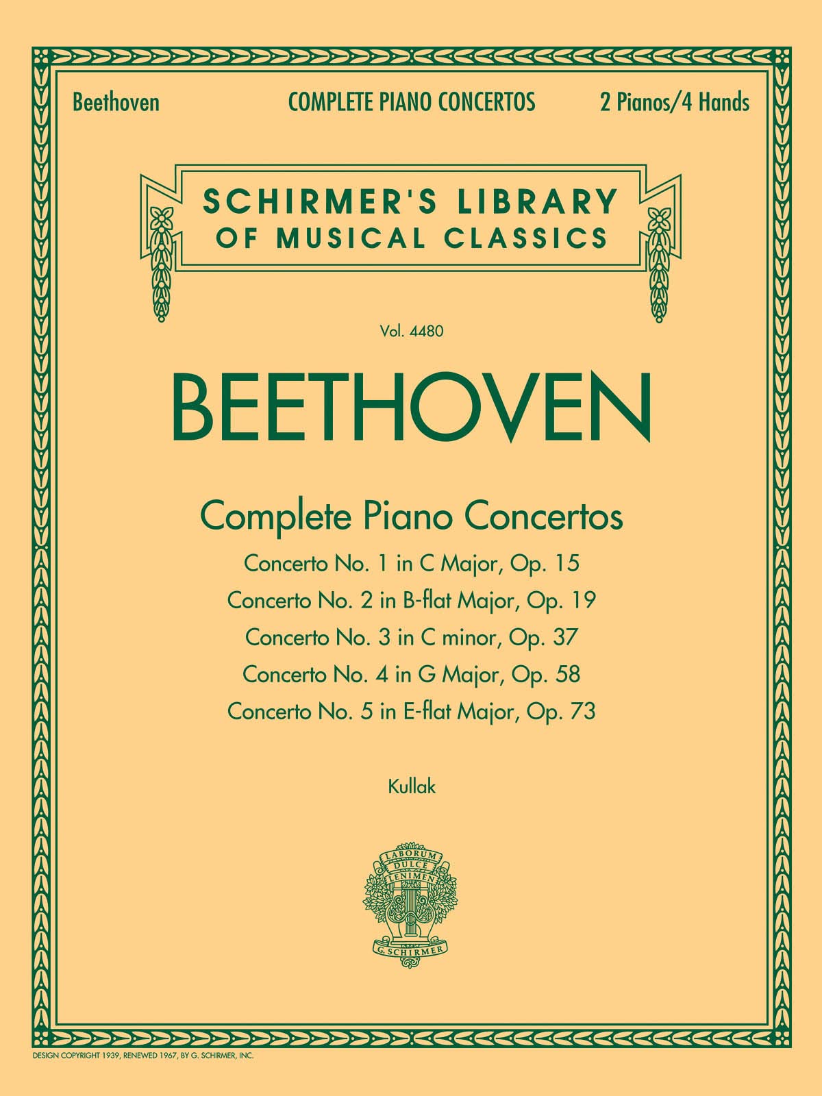 Beethoven - Complete Piano Concertos: Schirmer Library of Classics Volume 4480 Two Pianos, Four Hands (Schirmer's Library of Musical Classics, 4480)