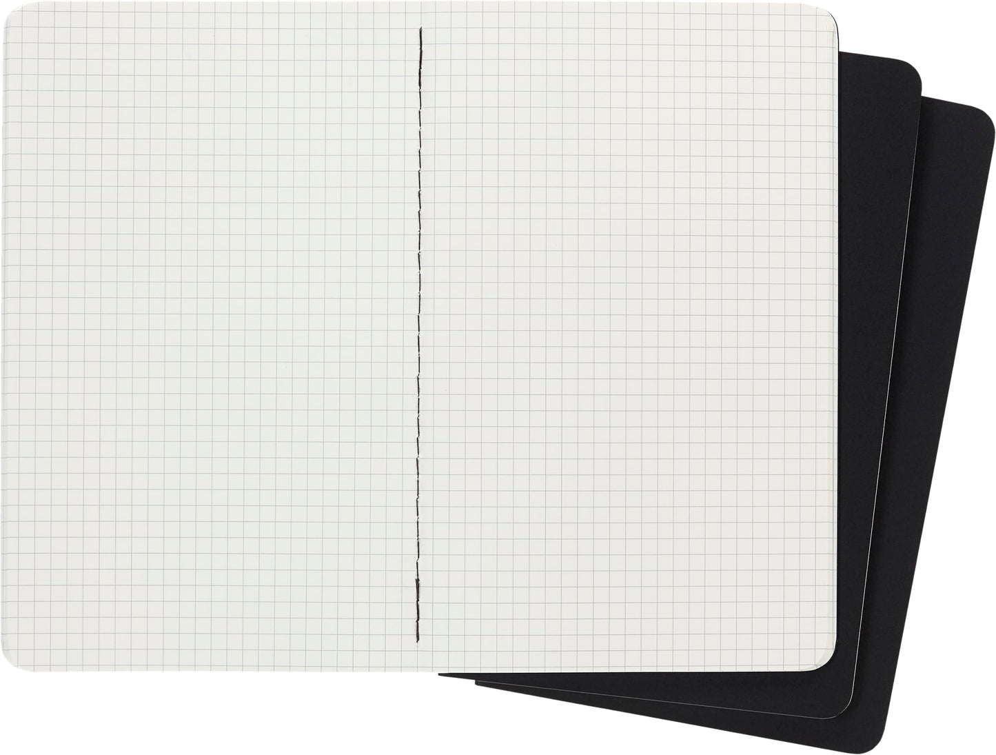 Moleskine Cahier Journal, Soft Cover, Large (5" x 8.25") Squared/Grid, Black, 80 Pages (Set of 3)