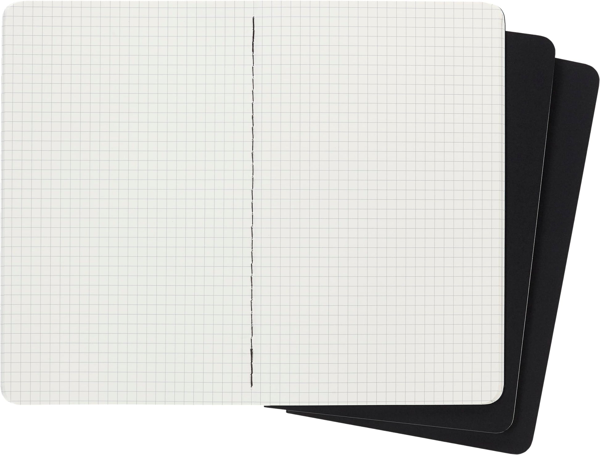 Moleskine Cahier Journal, Soft Cover, Large (5" x 8.25") Squared/Grid, Black, 80 Pages (Set of 3)