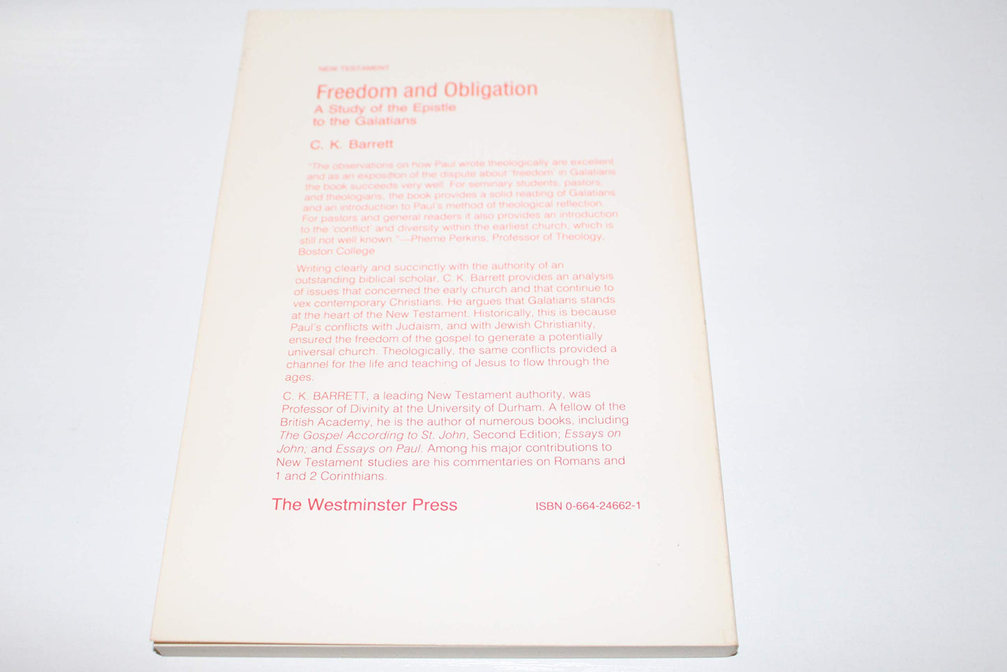 Freedom and Obligation: A Study of the Epistle to the Galatians