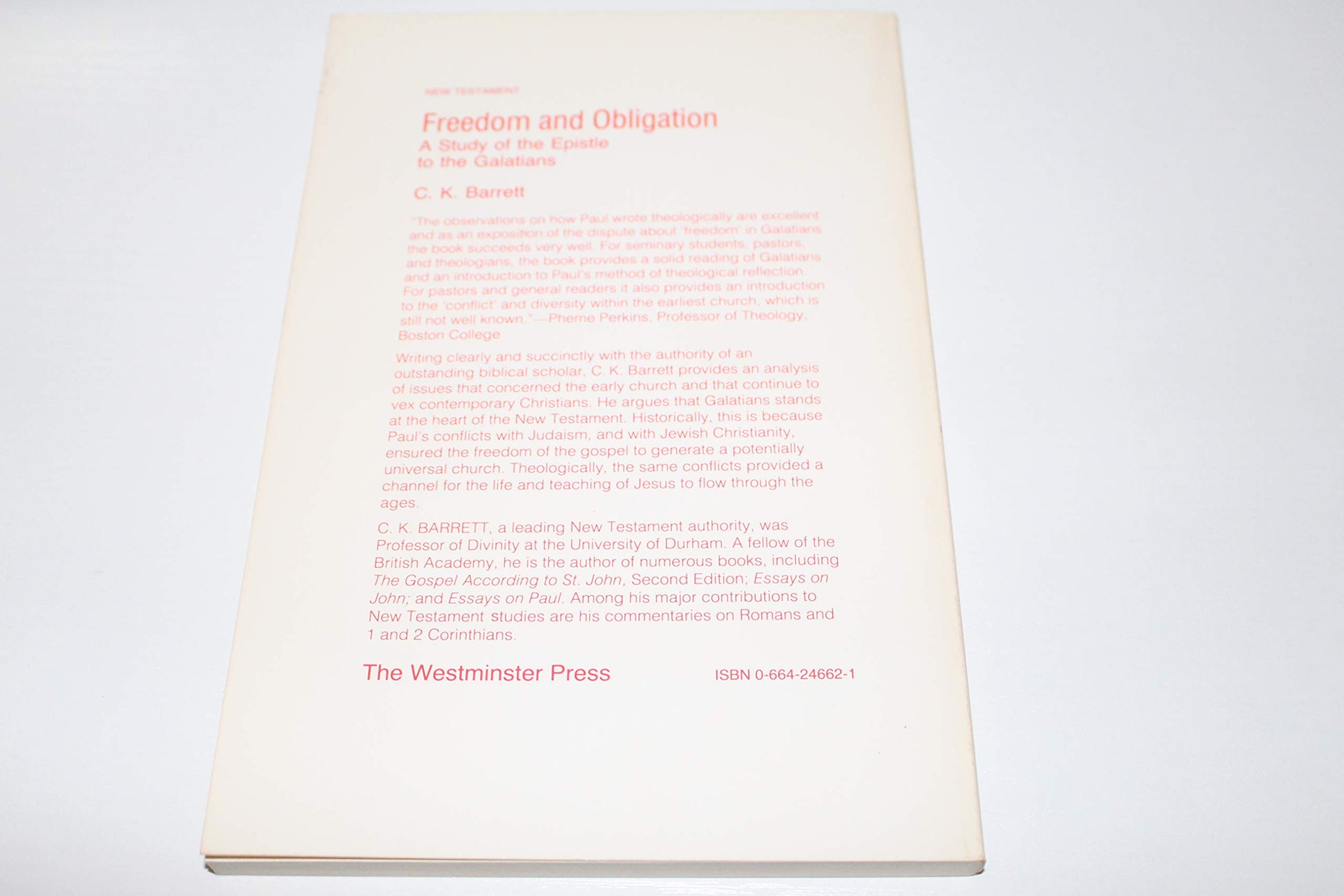 Freedom and Obligation: A Study of the Epistle to the Galatians