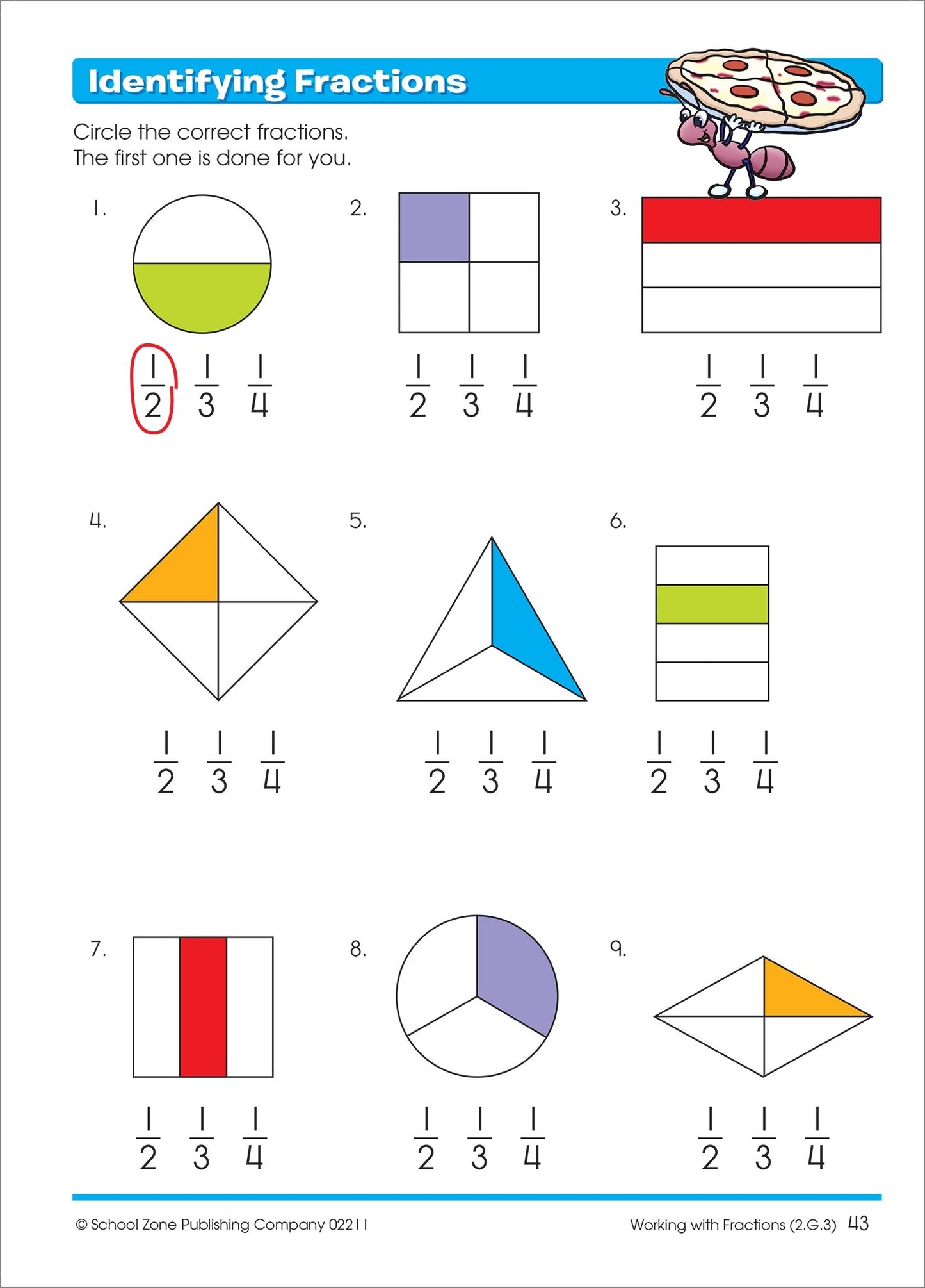 School Zone Time, Money & Fractions Workbook: 64 Pages, 1st Grade, 2nd Grade, Math, Equal Parts, Adding Money, Telling Time, Ages 6 to 8 (I Know It! Book Series)