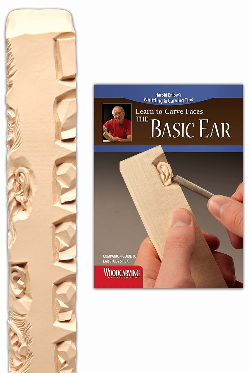 Basic Ear Study Stick Kit (Learn to Carve Faces with Harold Enlow): Learn to Carve the Basic Ear Booklet & Ear Study Stick (Fox Chapel Publishing) Sturdy Resin Study Stick; Step-by-Step Instructions