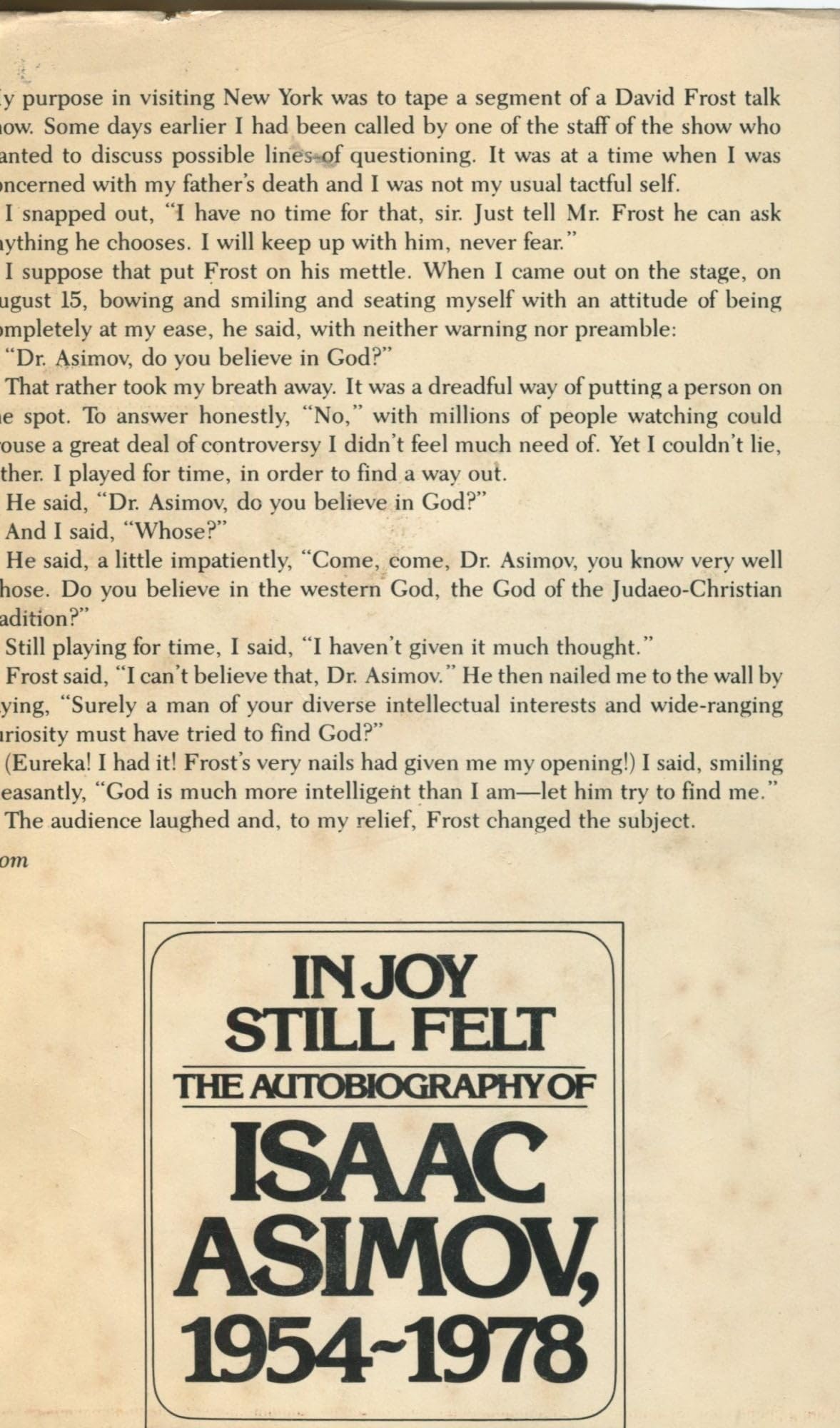 In Joy Still Felt: The Autobiography of Isaac Asimov 1954-19
